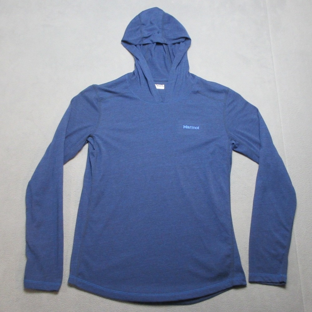 Marmot Hoodie Womens Small Blue Logo Lightweight Outdoor Hiking Pullover